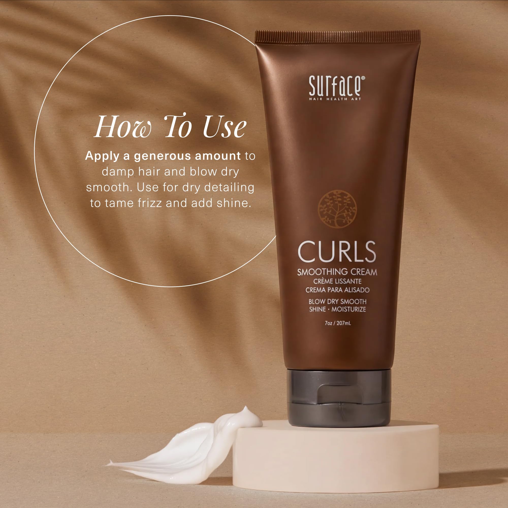 Surface cream in hand to illustrate 7 fl oz size and portioning