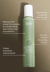 SURFACE texture close-up of mousse-gel foam demonstrating lightweight spreadability and hold