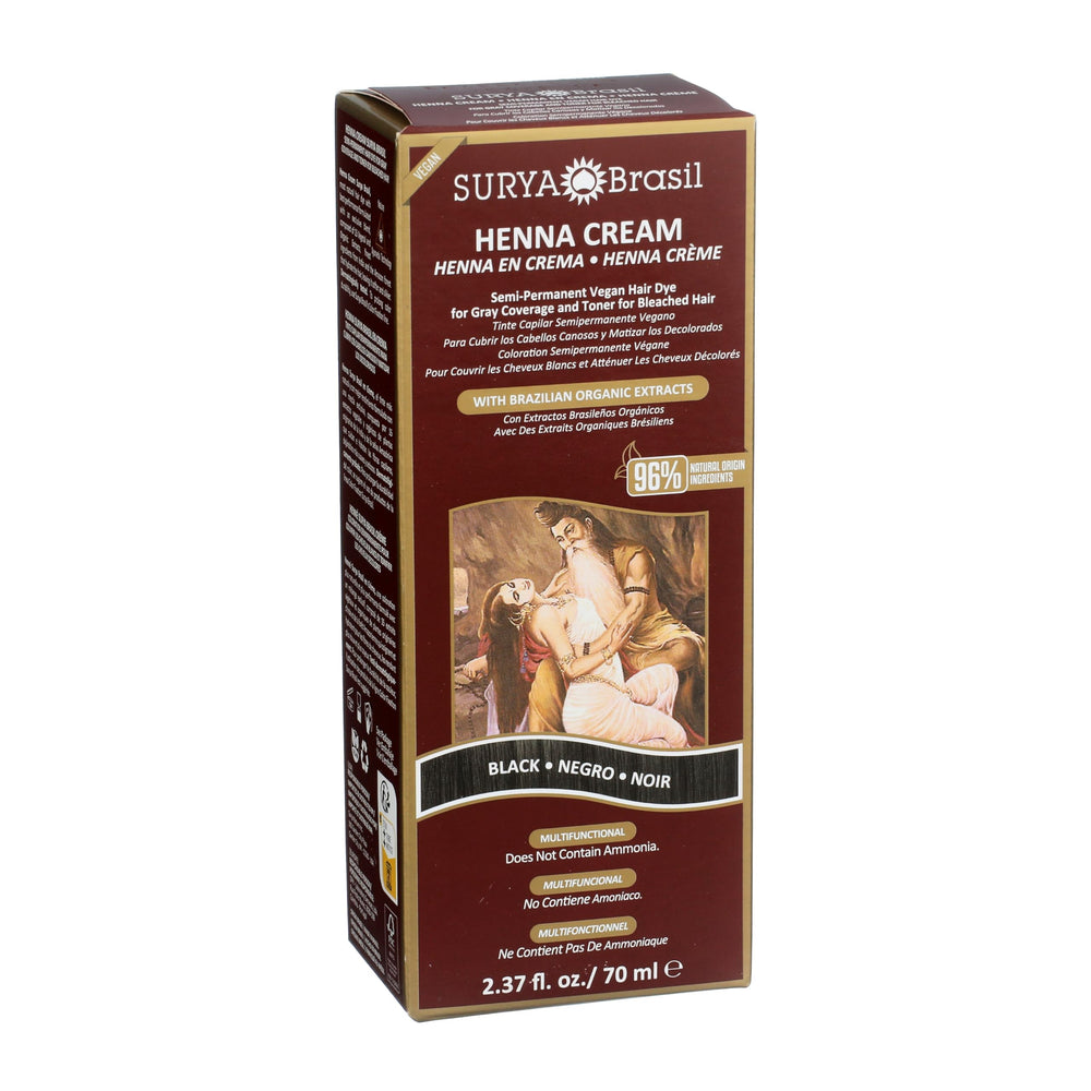 Surya Brasil henna cream applied to hair illustrating even gray coverage benefit
