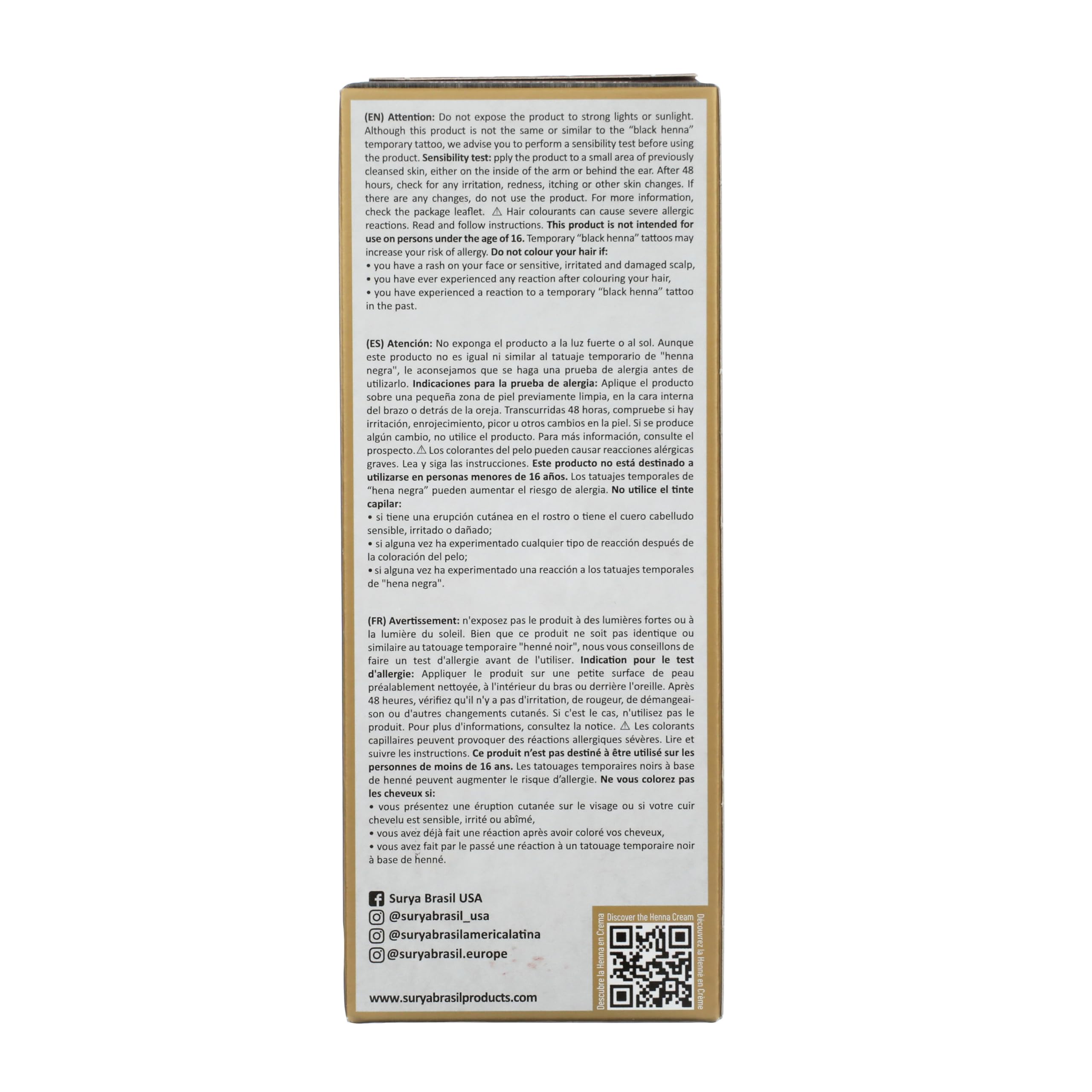 Surya Brasil botanical ingredients display with henna and amla showing nourishing benefits