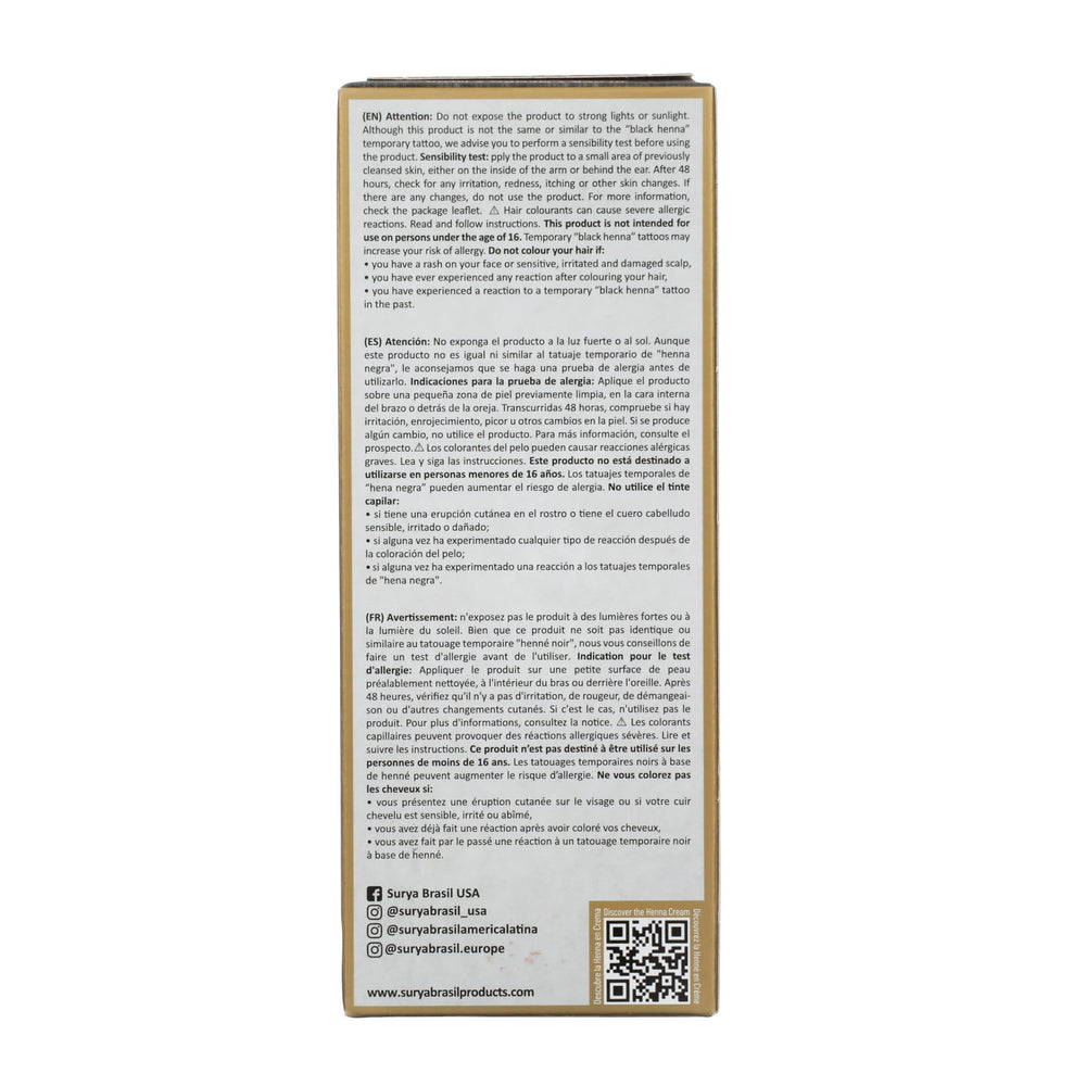 Surya Brasil botanical ingredients display with henna and amla showing nourishing benefits