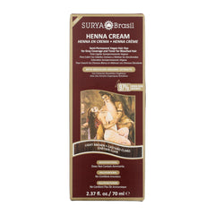 Surya Brasil front packaging showing light brown shade and natural formula benefit