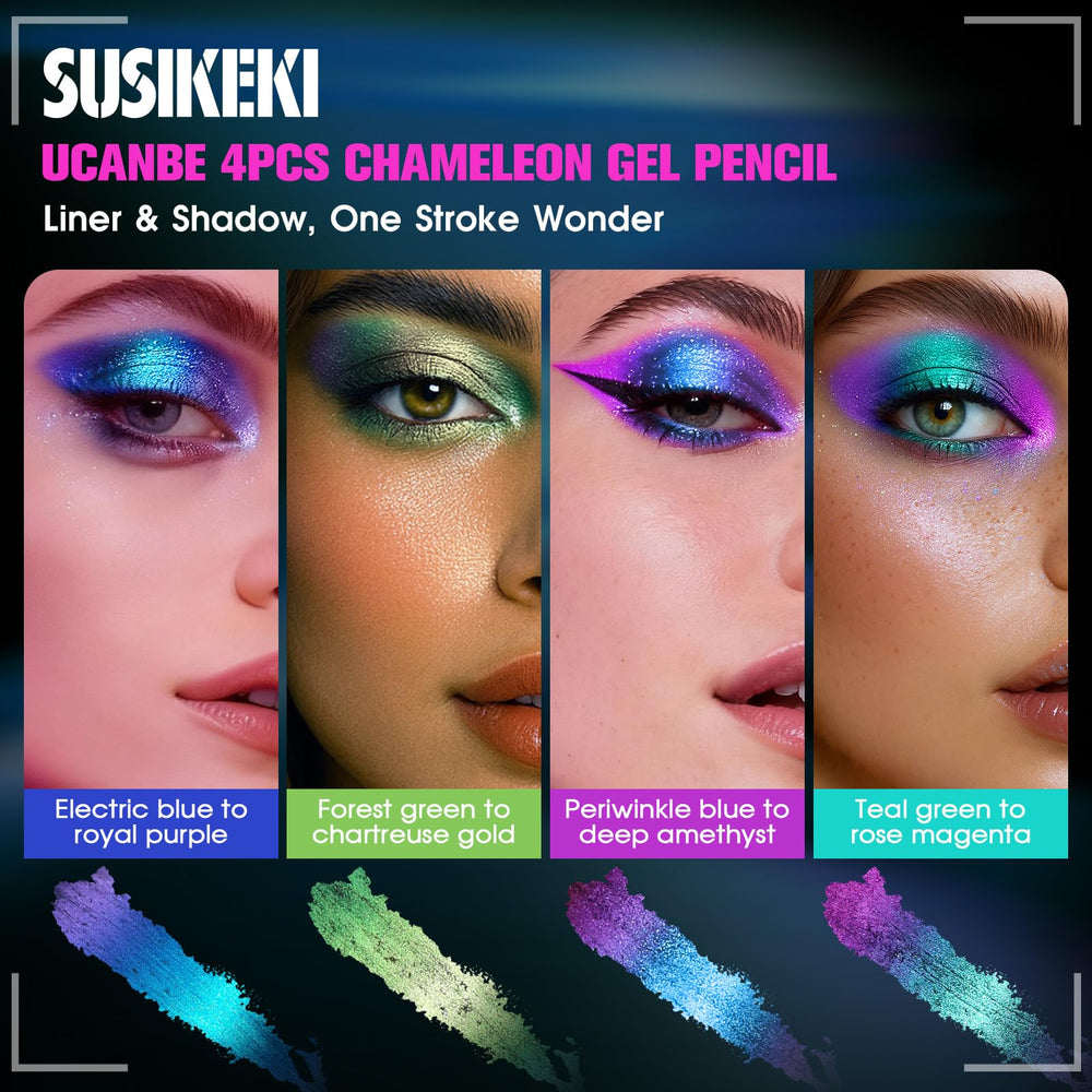 SUSIKEKI swatches on arm showing multichrome color shifts for color selection