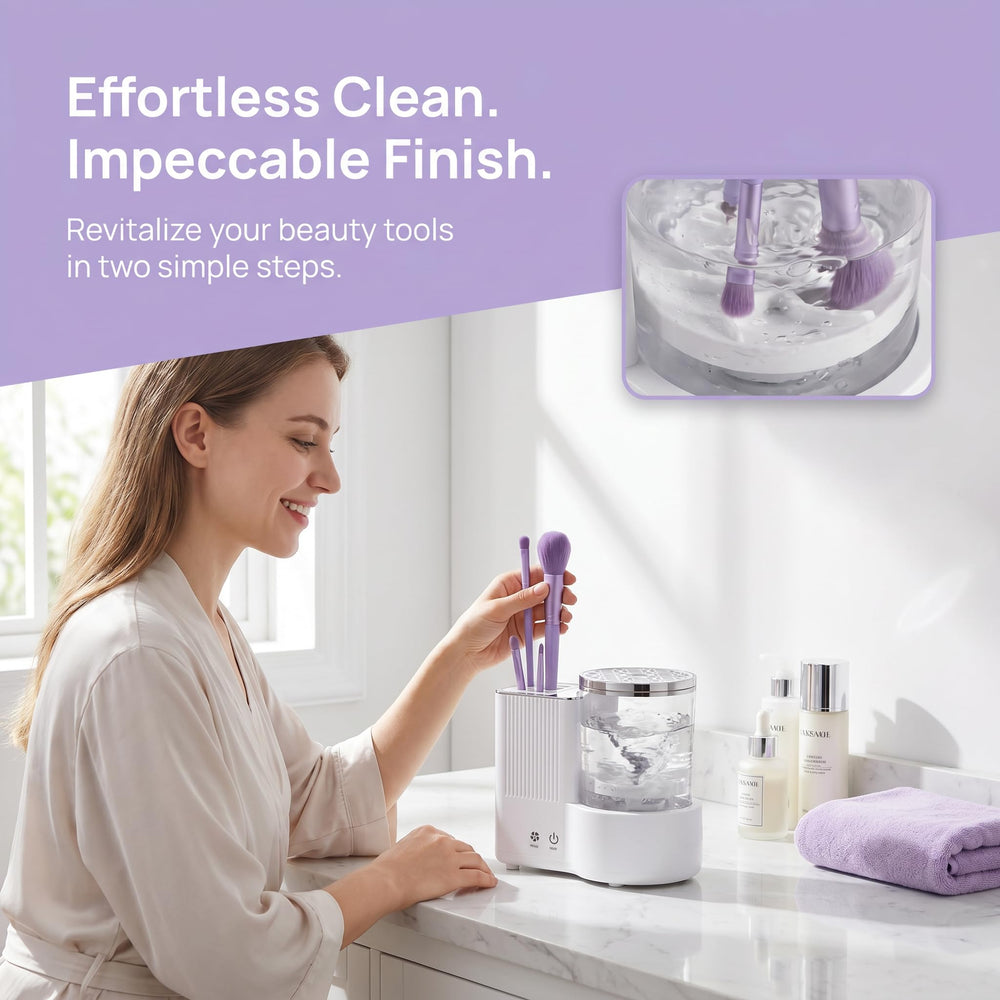 Suteng on a vanity travel setup highlighting space-saving convenience