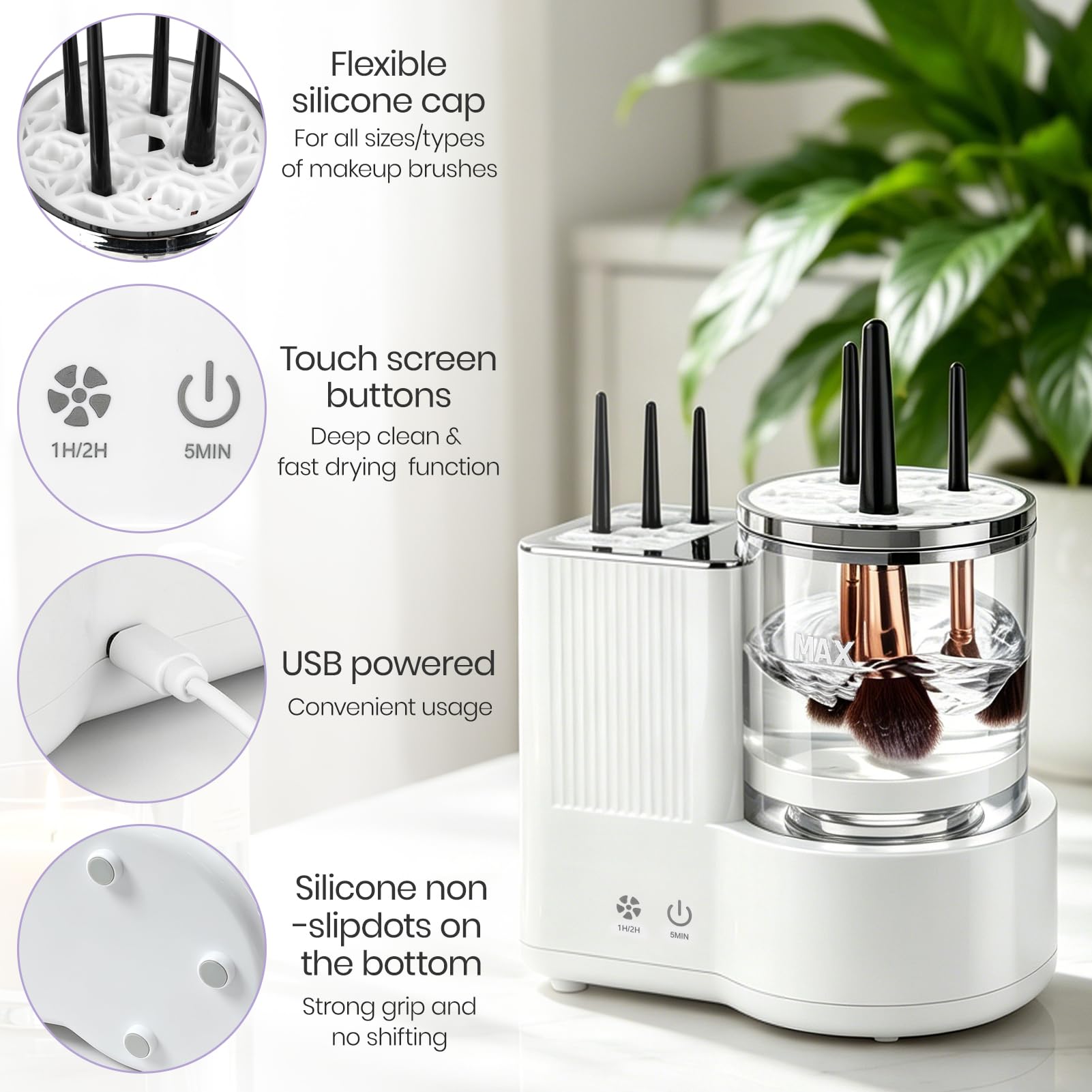 Suteng silicone multi-brush holder detail enabling multiple brush cleaning