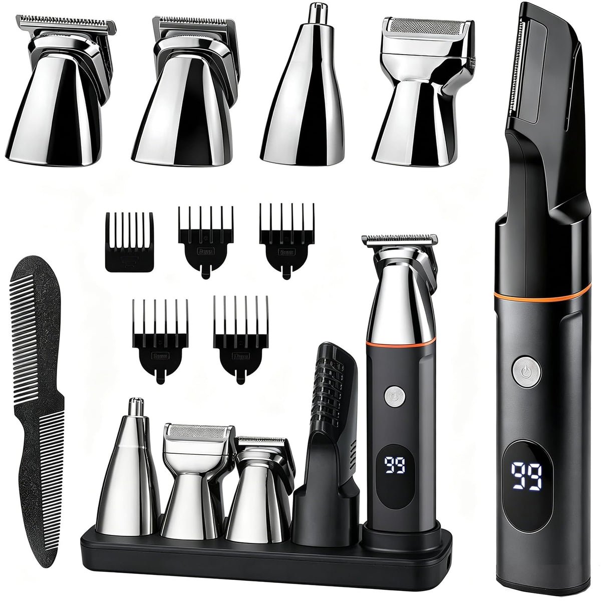 Suttik front view of full grooming kit showing all included tools for versatile trimming