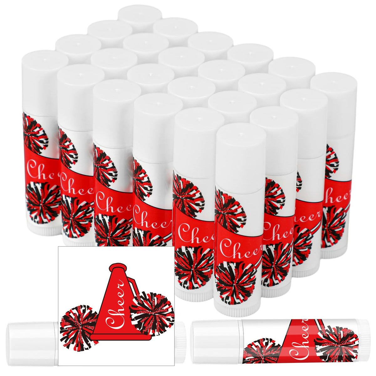 Suttmin front packaging showing red cheerleader design and bulk quantity benefits