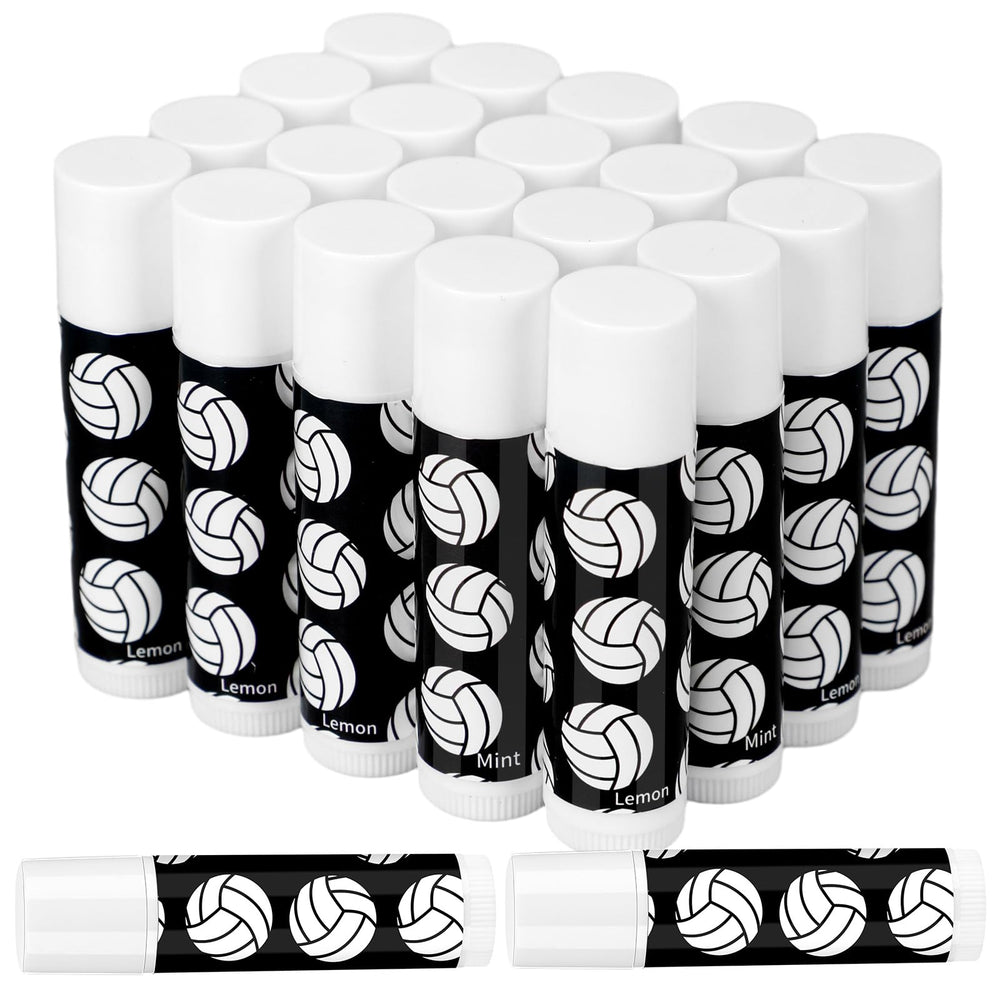 Suttmin front packaging showing 24 volleyball lip balms, great for teams
