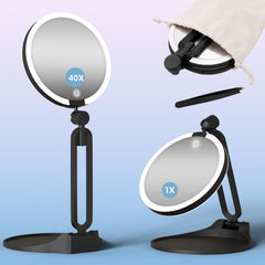 Suupvaor front view folded mirror showing compact portability and travel convenience