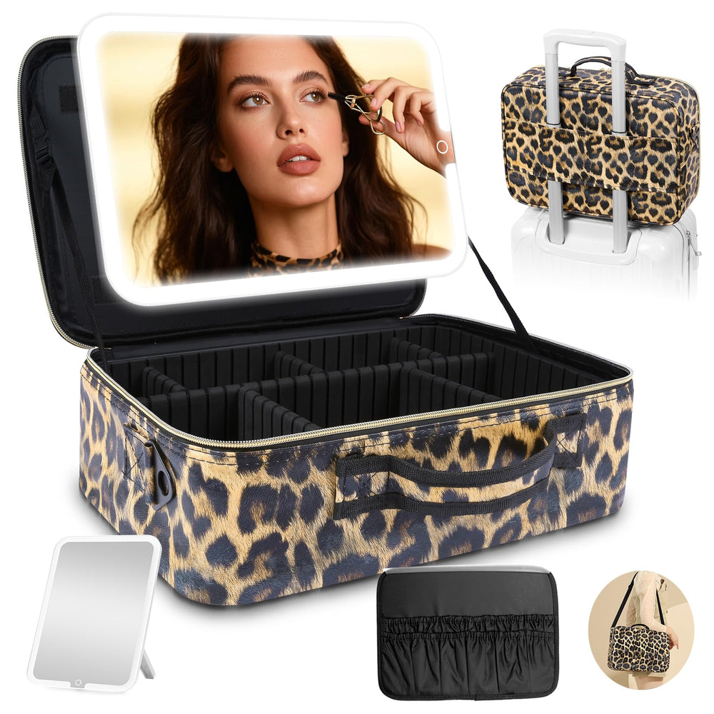 Suupvaor front view of large PU leather makeup bag, professional organization benefit