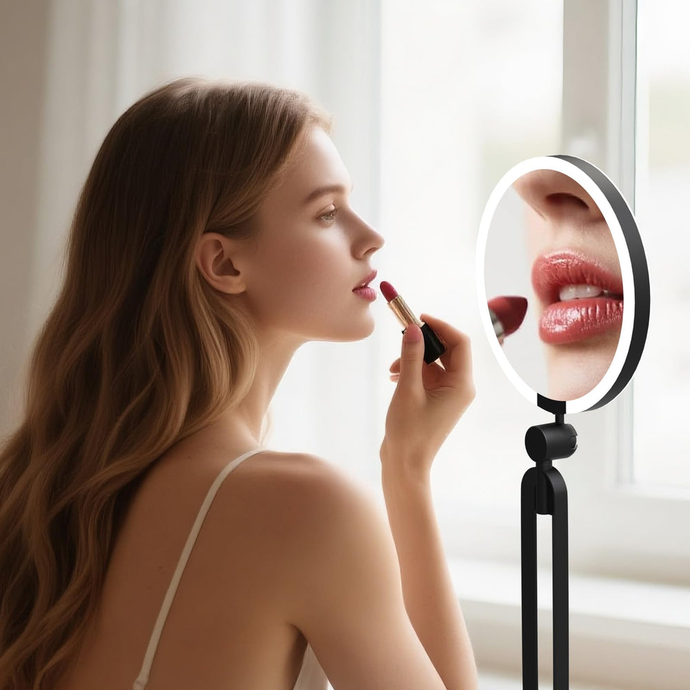 Suupvaor placed on a travel vanity showing convenience for touch-ups on the go