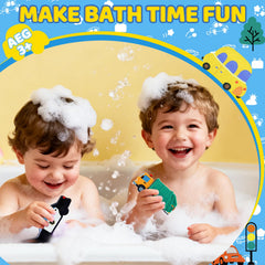 SUYFEIFAN fire truck fizzing in bathtub demonstrating fun bubbles and safe cleanup