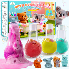 Suyfeifan front packaging showing four colorful Halloween bath bombs and toys