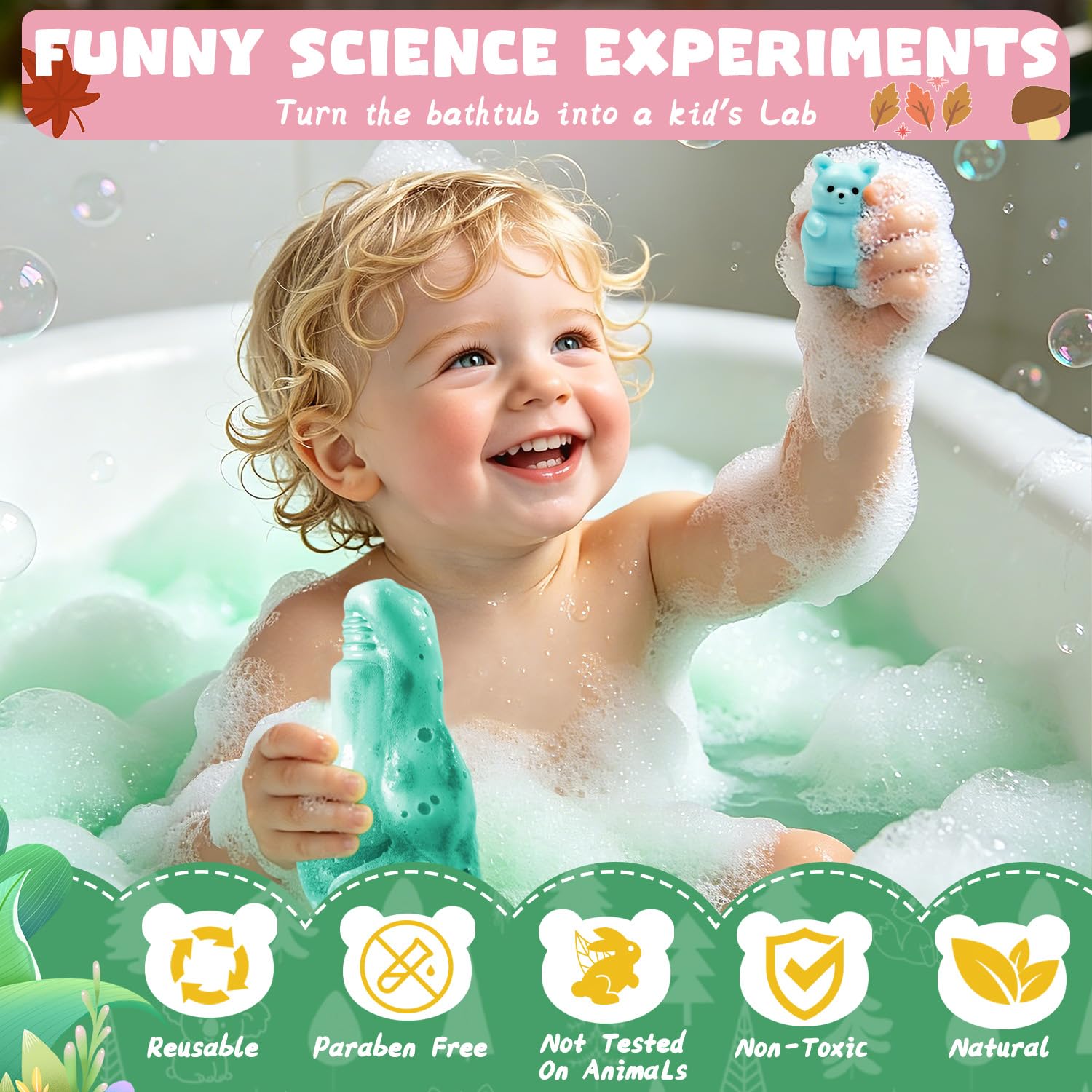 Suyfeifan bath bomb beside child’s toy to show size and safe scale