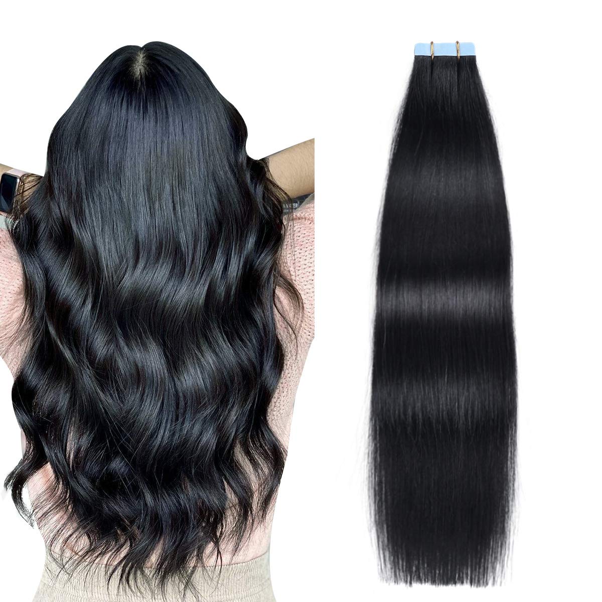 SUYYA front packaging showing 20-inch jet black hair, highlights natural volume