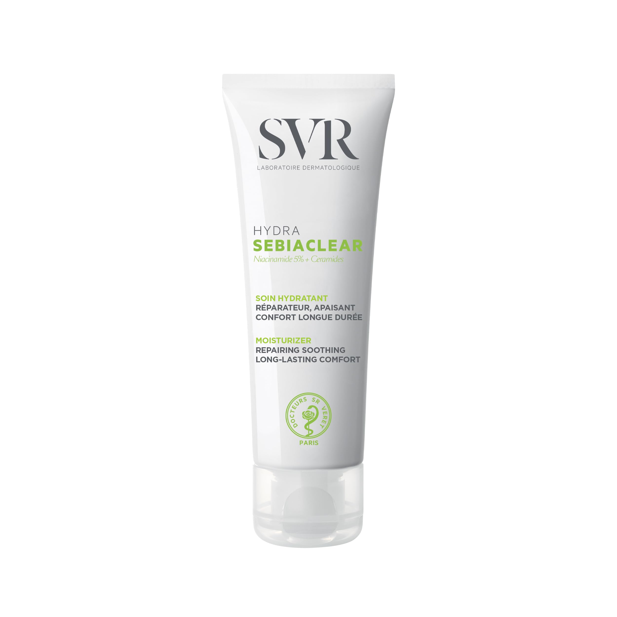 SVR Sebiaclear Hydra front packaging showing product tube and calm design for easy identification