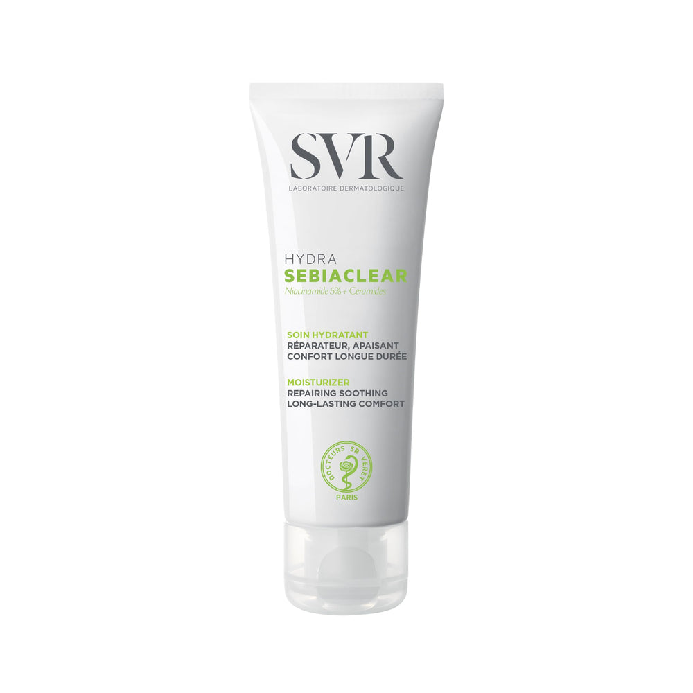 SVR Sebiaclear Hydra front packaging showing product tube and calm design for easy identification