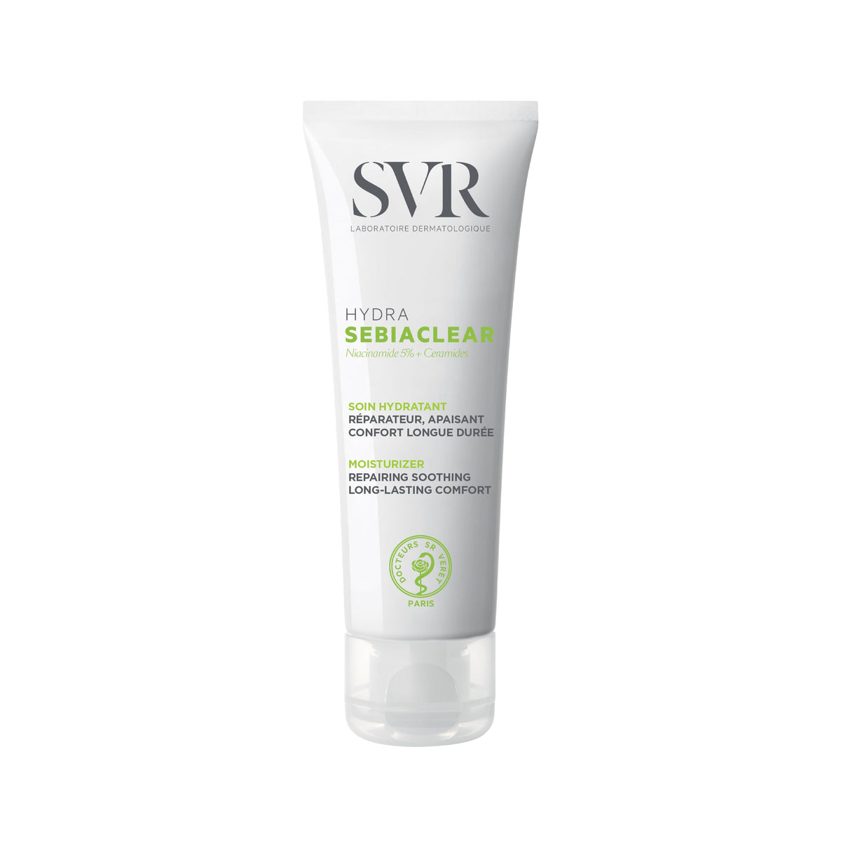 SVR Sebiaclear Hydra front packaging showing product tube and calm design for easy identification