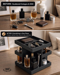 SwartLife three-tier side profile showing vertical storage and slim footprint benefit