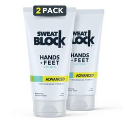 SweatBlock front bottle showing label and size benefit of portable dryness