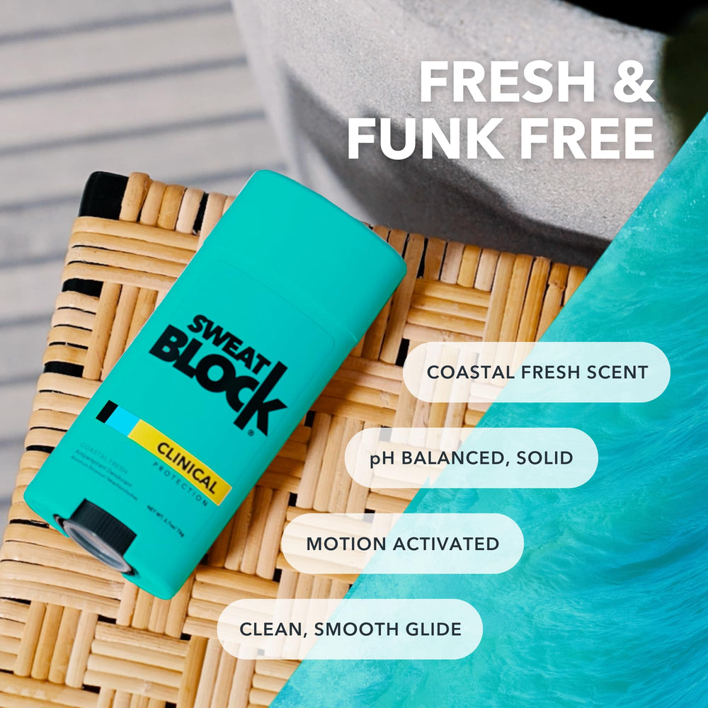 Flat lay of SweatBlock ingredients and seals indicating clean-label, USA-made assurance