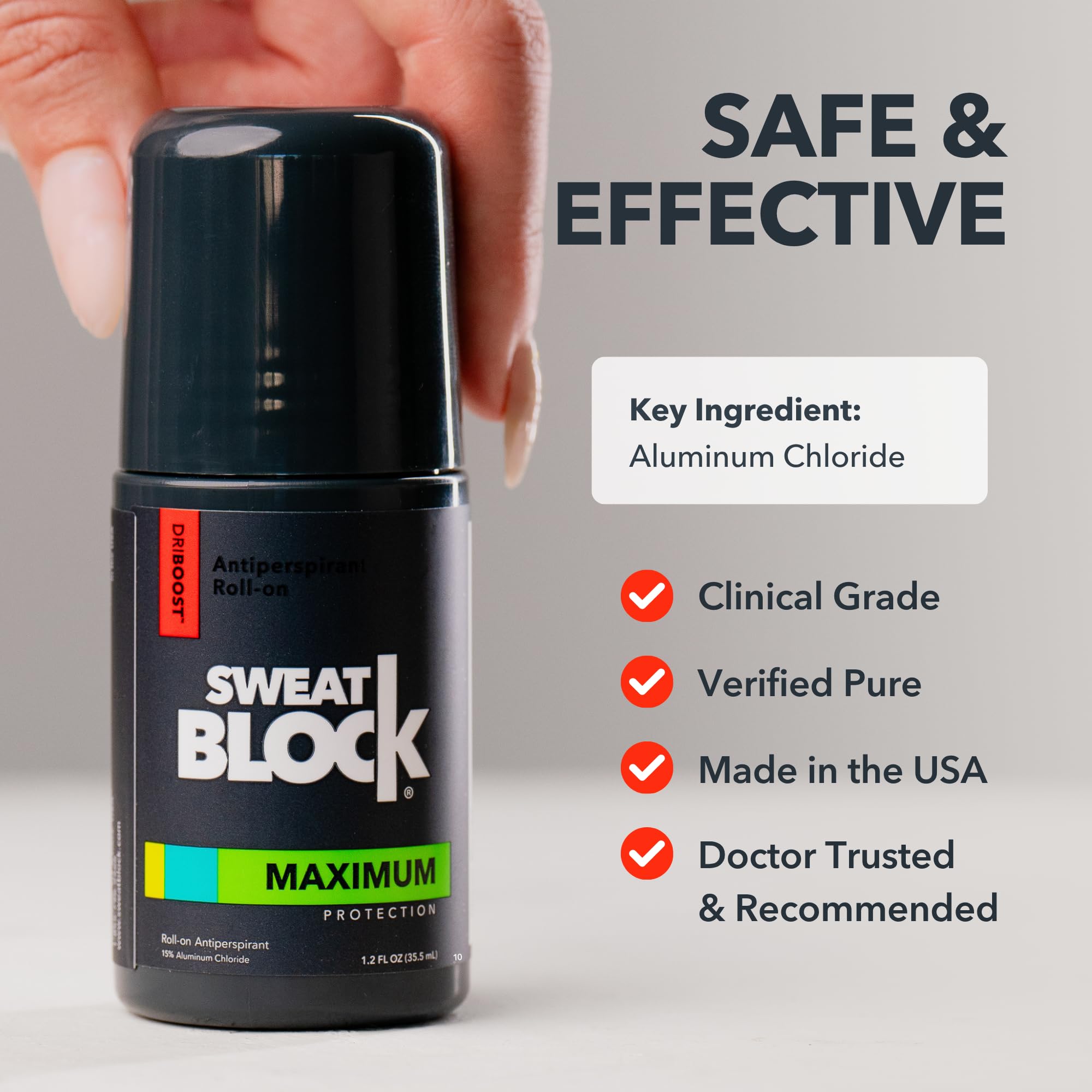 Unscented applicator detail of SweatBlock roll-on for precise application