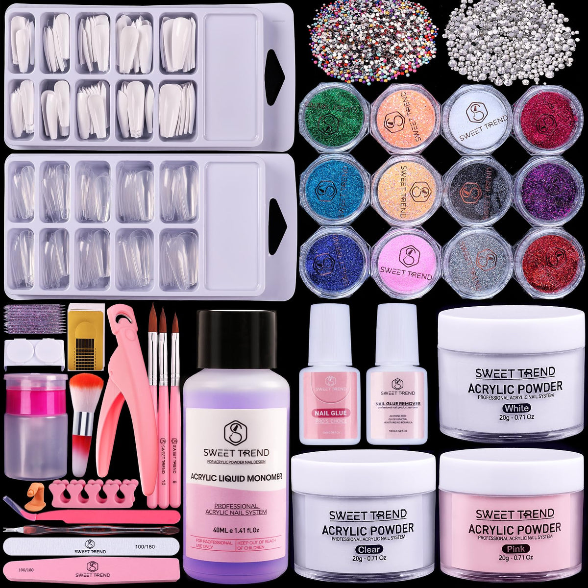 SWEET TREND front packaging showing complete beginner acrylic kit benefits