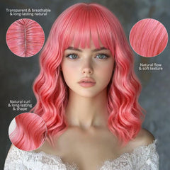 Sweetie side profile of shoulder-length wavy bob illustrating soft waves and movement