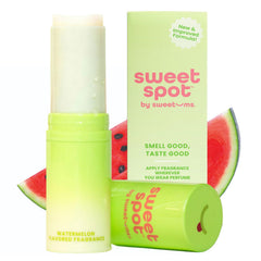Sweetums front packaging showing watermelon solid perfume stick for easy identification