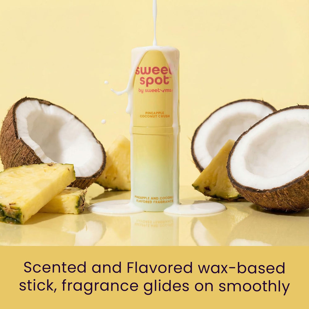 Sweetums stick opened to reveal smooth wax surface, mess-free application