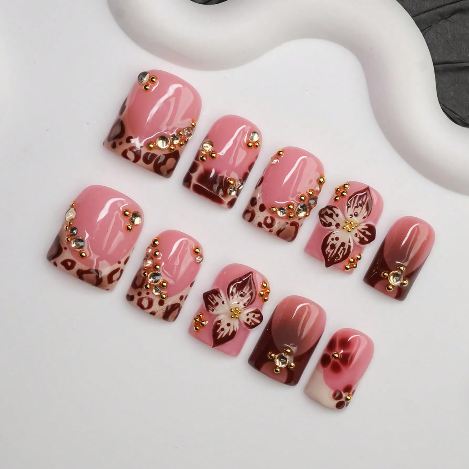 SWEKKE close-up of hand-sculpted 3D flower detail for textured elegance