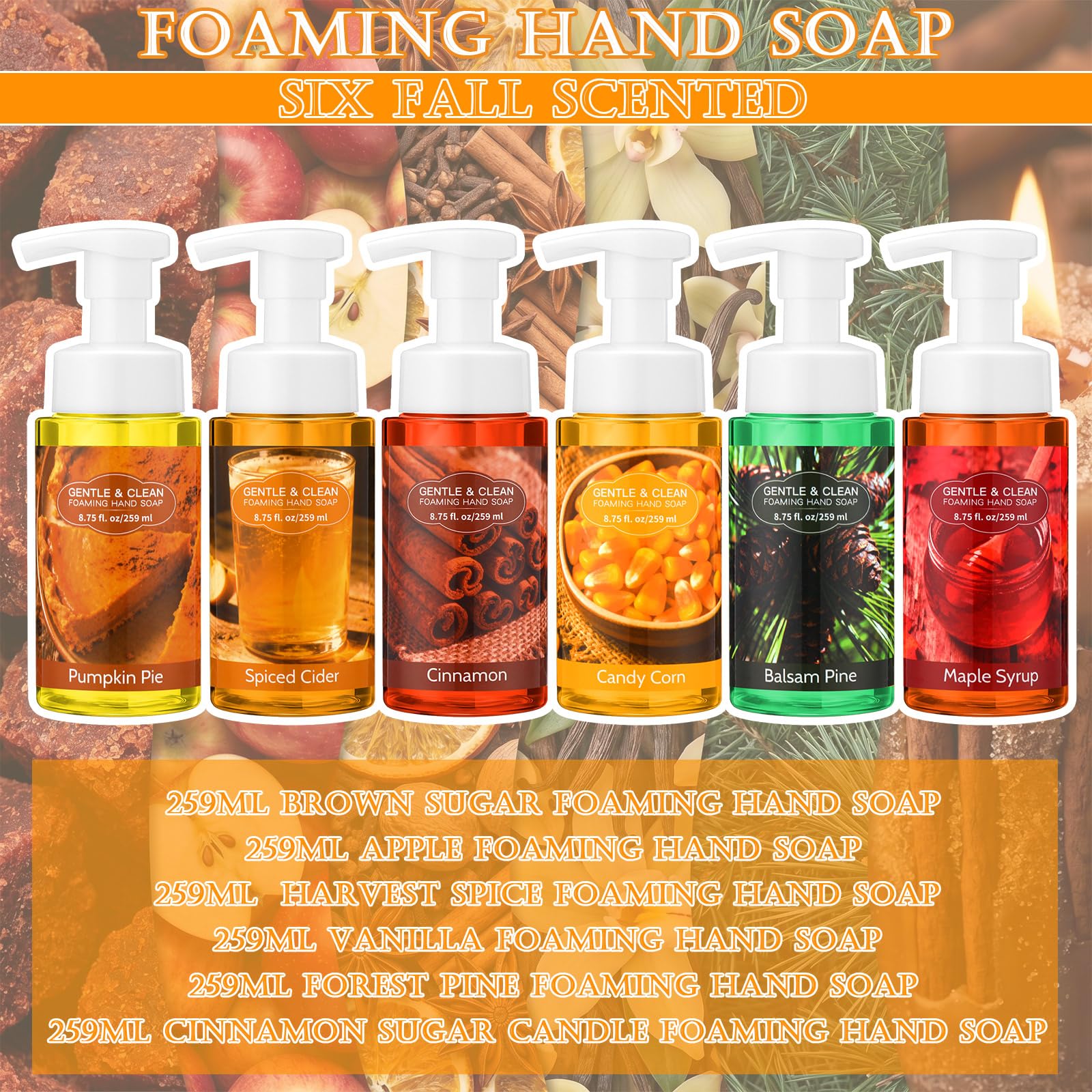 Swiffen bottle labels detail showing each fall scent for quick selection