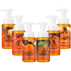 Swiffen front packaging showing six autumn-colored bottles and inviting benefit