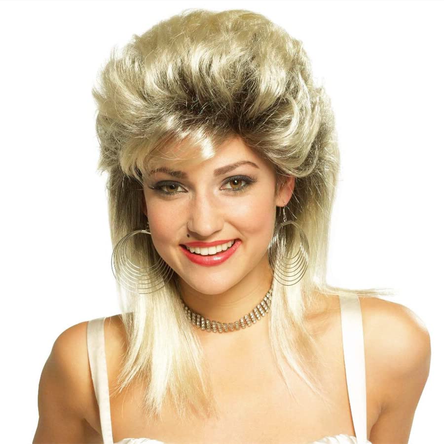 Swiking front view blonde mullet wig shows natural cut and confidence