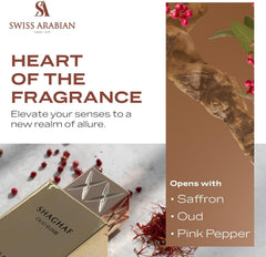 Swiss Arabian close-up label showing fragrance name and quality craftsmanship