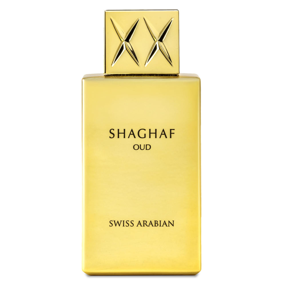 Swiss Arabian Shaghaf Oud front bottle showing elegant design and luxury appeal