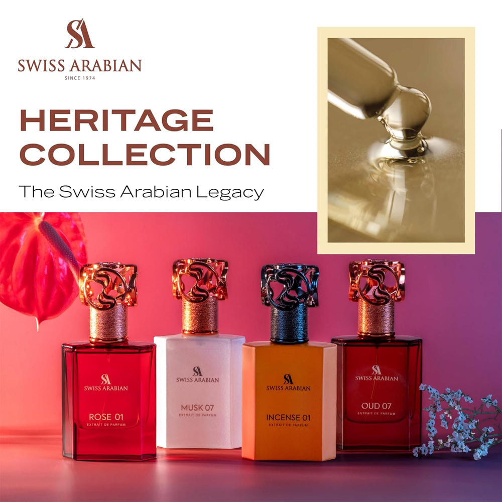 Swiss Arabian ingredients styled with vanilla pods and tonka beans to show gourmand base
