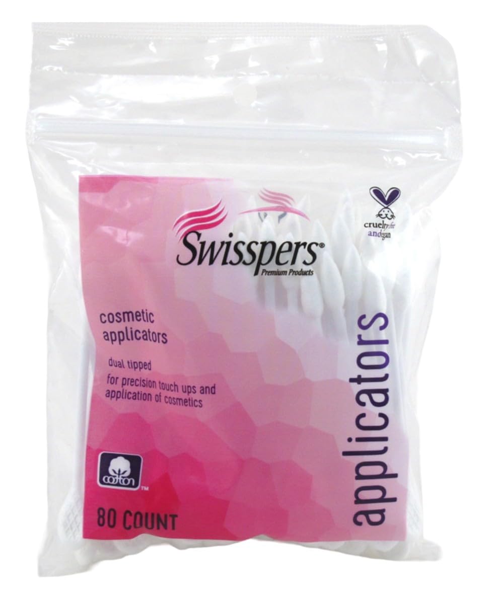 Swisspers front packaging showing 80-count cosmetic swabs and quantity benefit