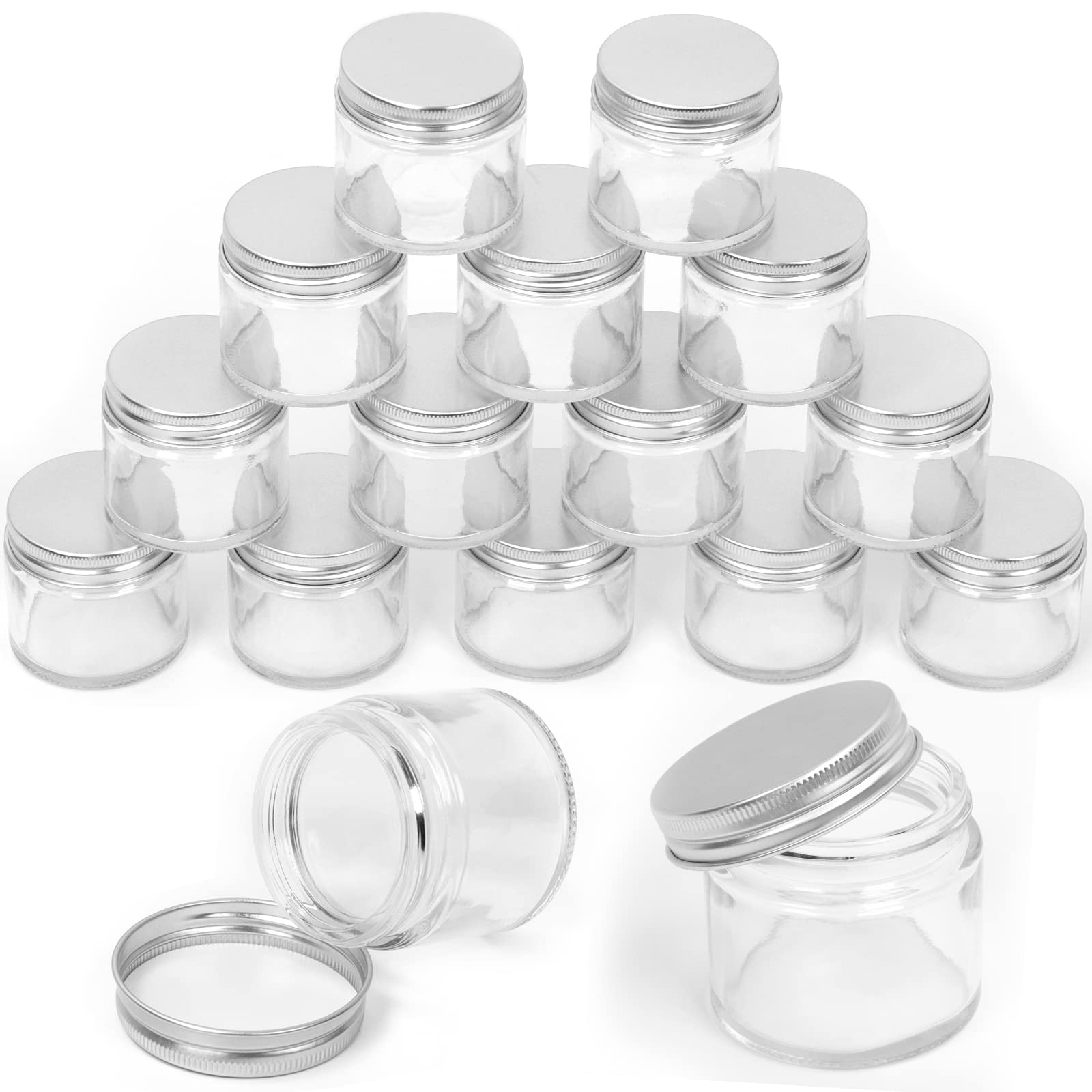 Swpeet front view 2oz jar showing clear glass and silver lid for easy identification