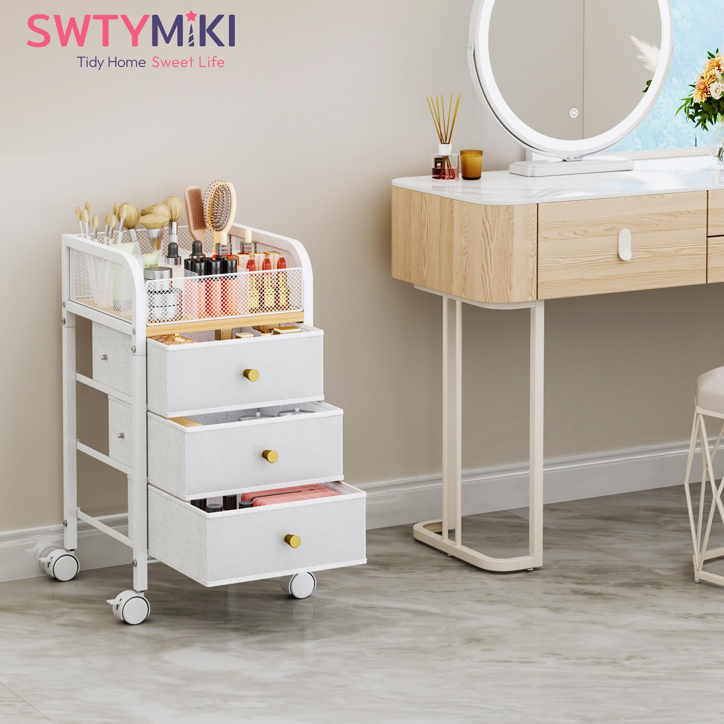 SWTYMIKI open drawer displaying palettes and tools for tidy categorization
