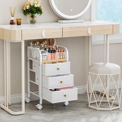 SWTYMIKI top compartment with organized brushes and bottles for quick access