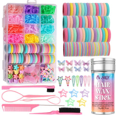 SYGY front view of full accessory set showing colorful ties and clips, organized convenience