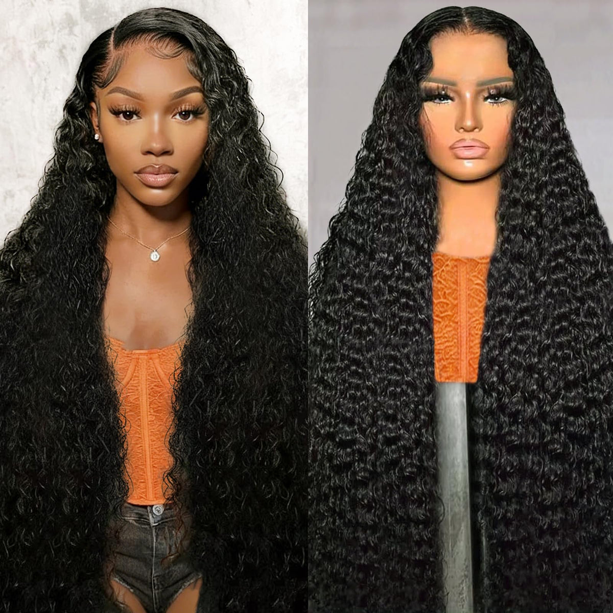 SYHGK front view deep wave wig showing natural hairline and volume benefit