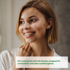 Systane opened pouch with wipe partly out showing ready-to-use convenience