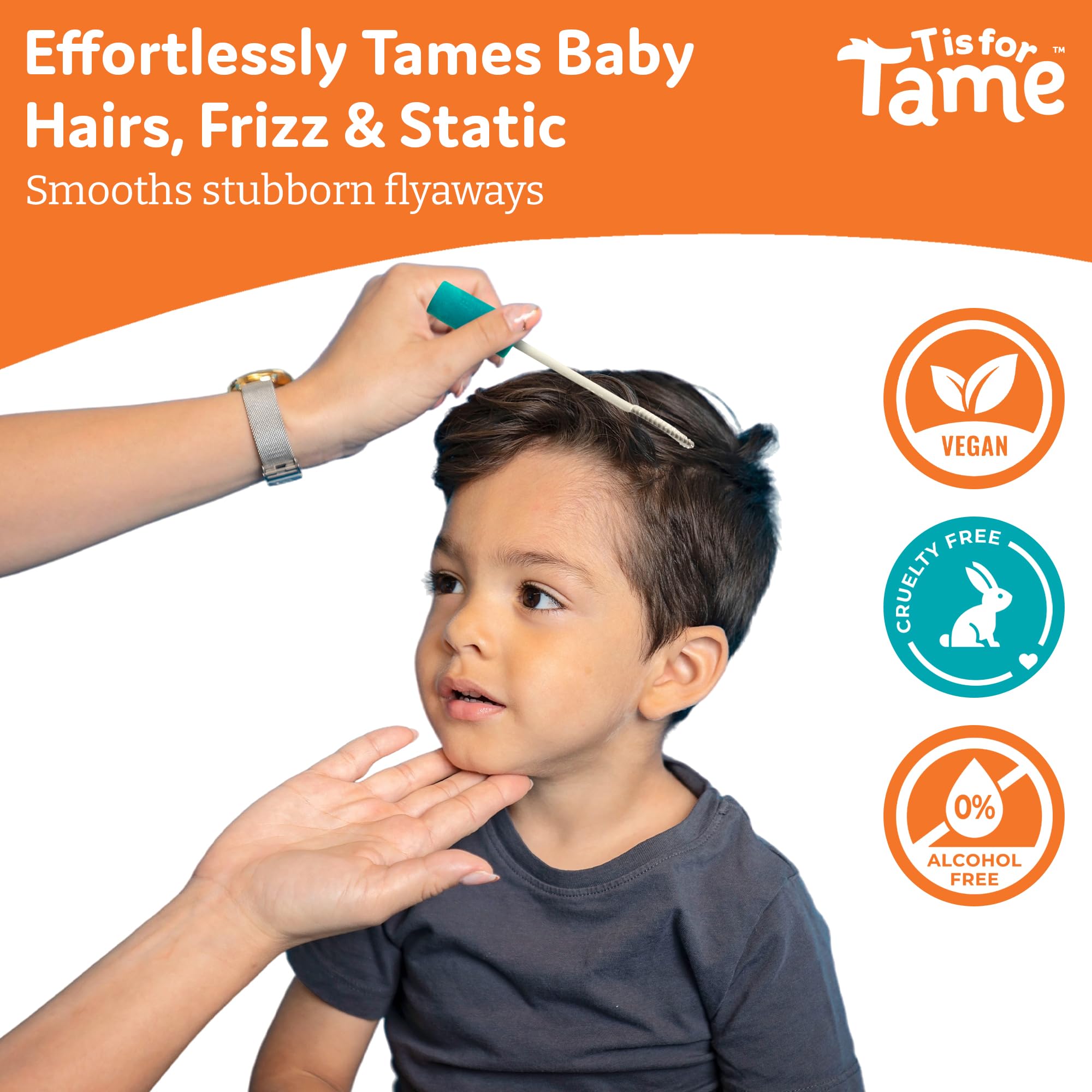 T is for Tame gel and wand side-by-side showing size and travel convenience