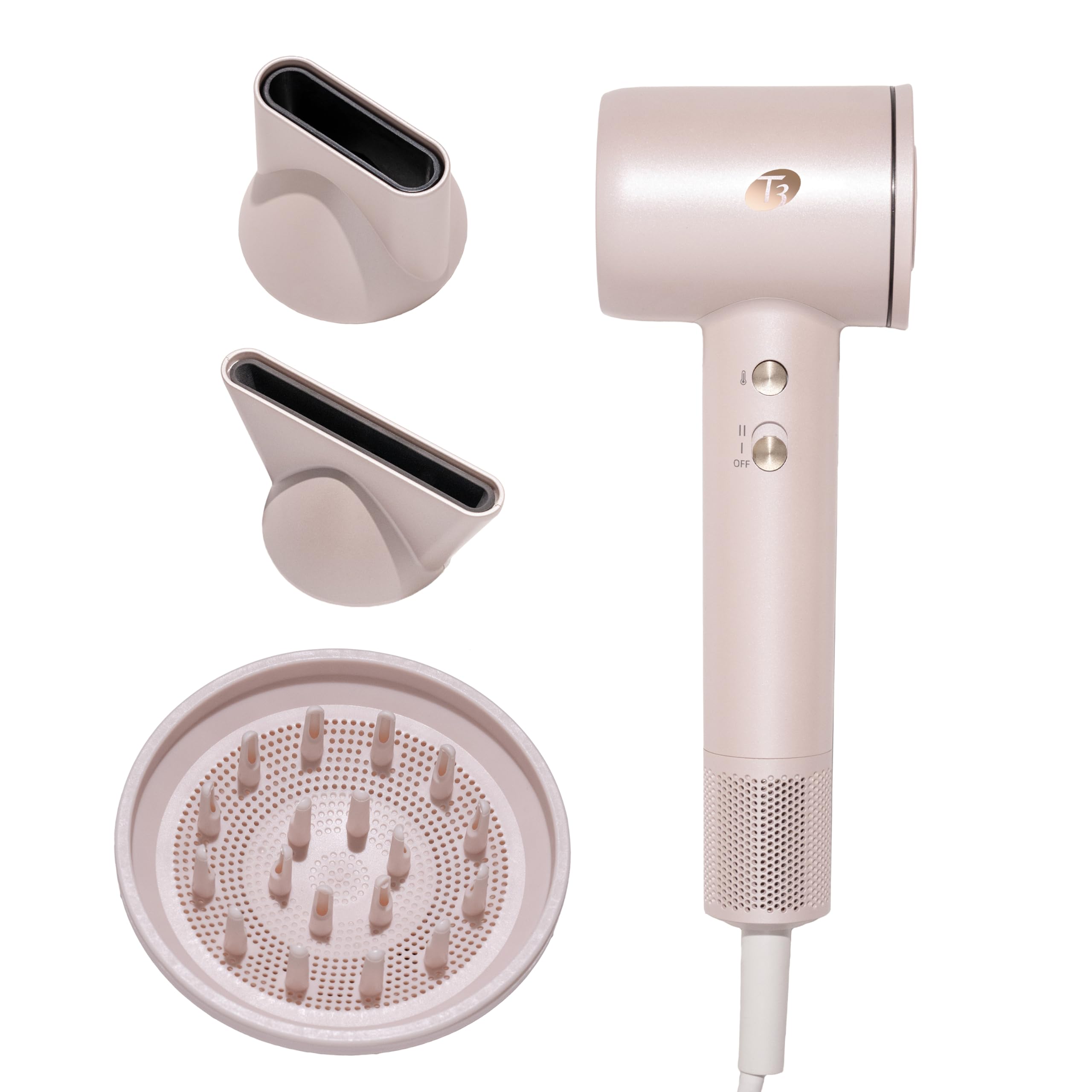 T3 LuxeDry front view showing sleek body and nozzle, promotes fast drying