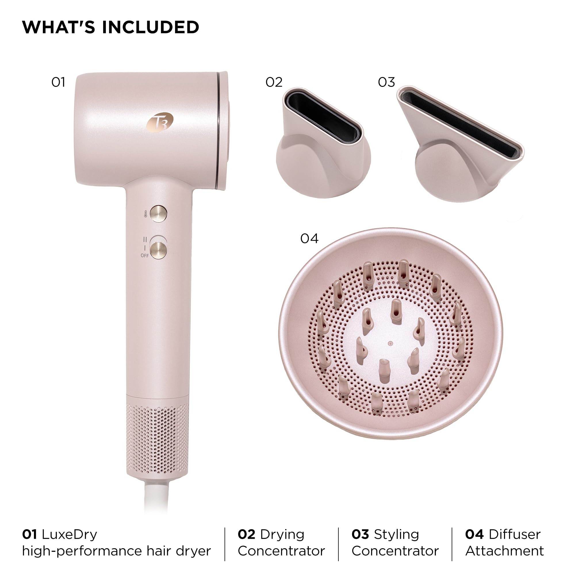 T3 LuxeDry size shown in hand to illustrate compact design and comfortable grip