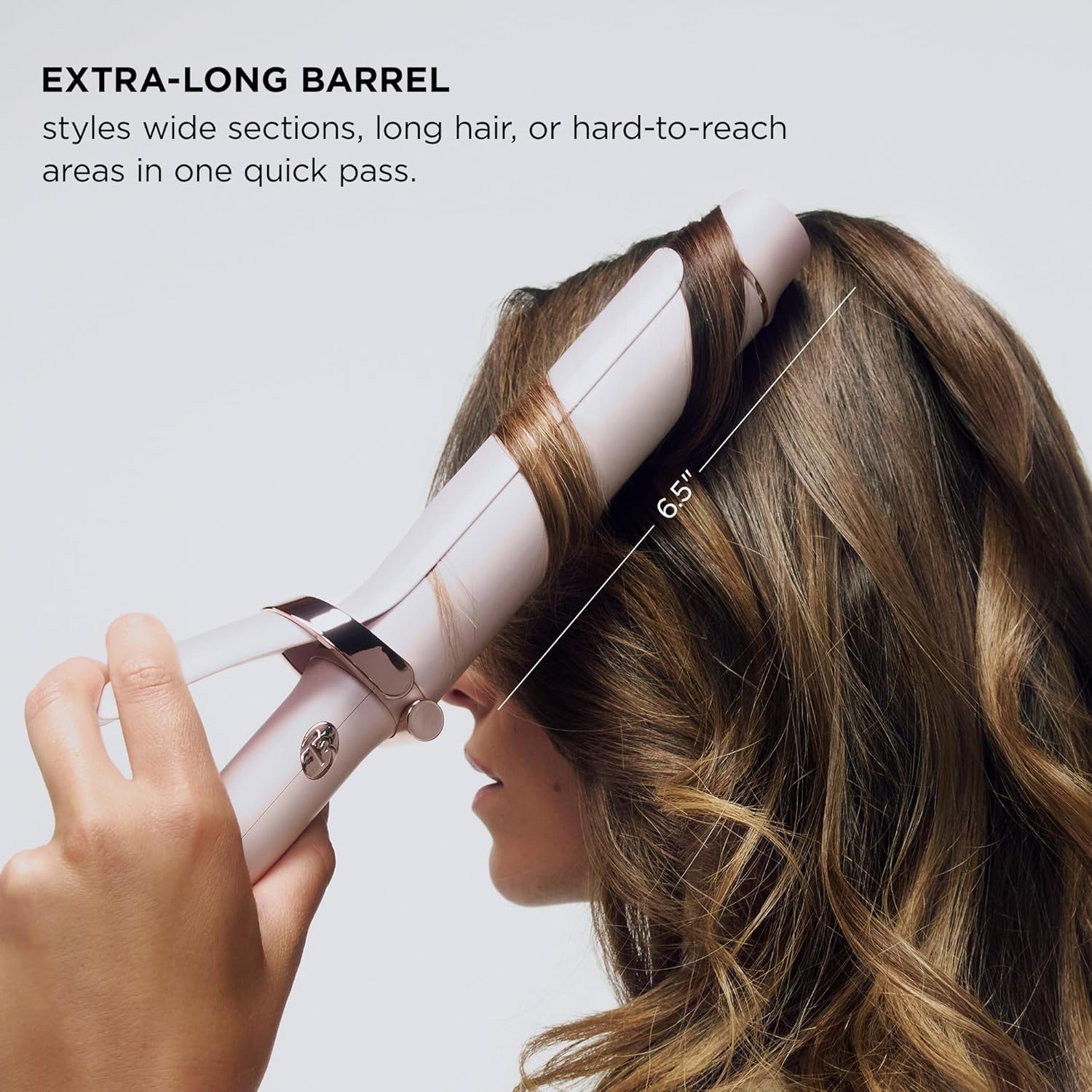T3 barrel close-up showing ceramic surface that creates glossy curls and even heat