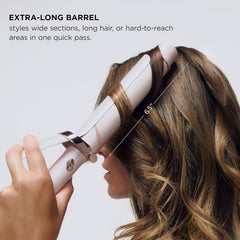 T3 close-up of CeraGloss ceramic barrel highlighting smooth surface for frizz reduction