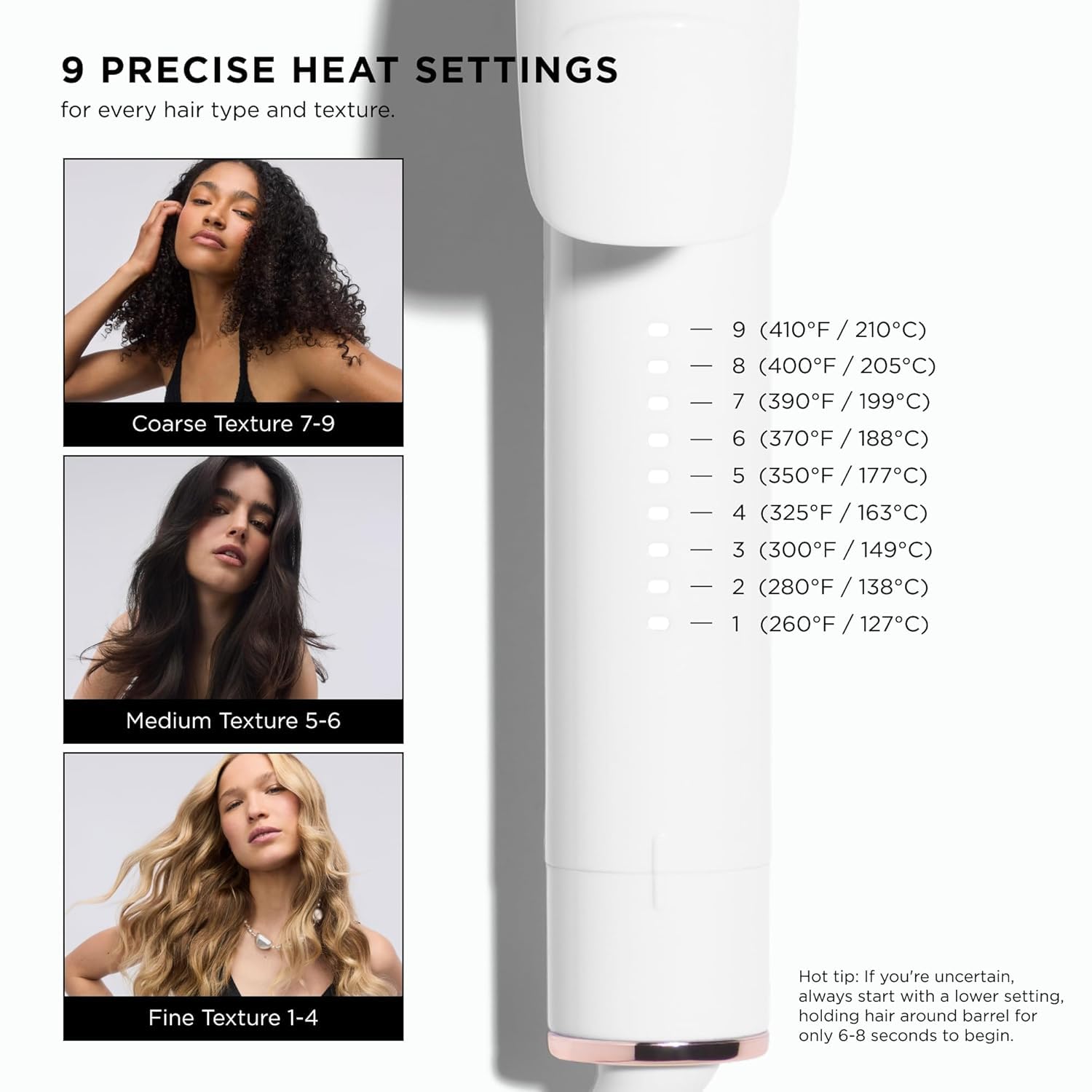 T3 digital heat controls with nine settings for tailored temperature control and safety